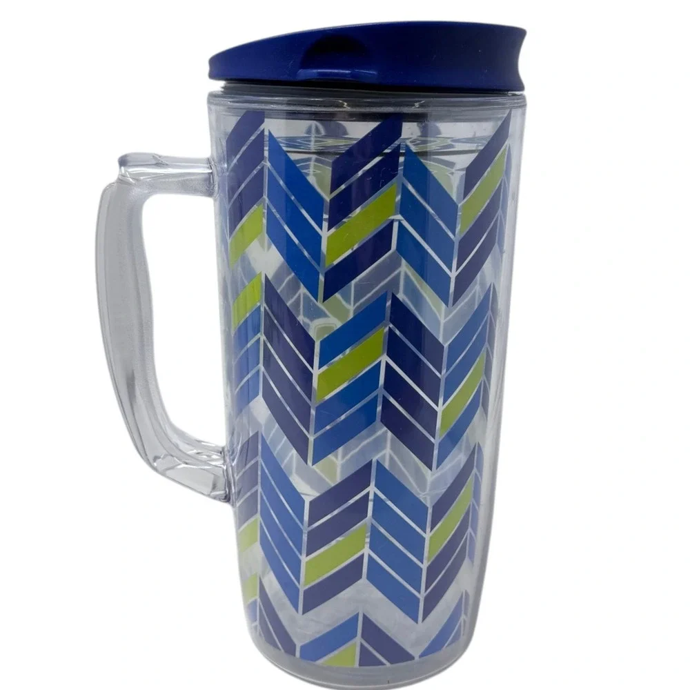 Bubba 48 oz Insulated Travel Mug Chevron Blue Green Double Wall Handle Lid